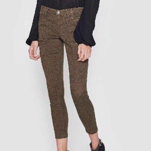 Joie Anthropologie Size 26 Pants Leopard Tan Cheetah Flock Slacks Ankle Tapered - Picture 1 of 6